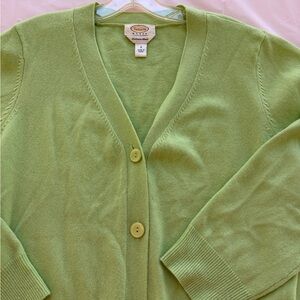 Talbots Honeydew Green  V-Neck Button Cardigan